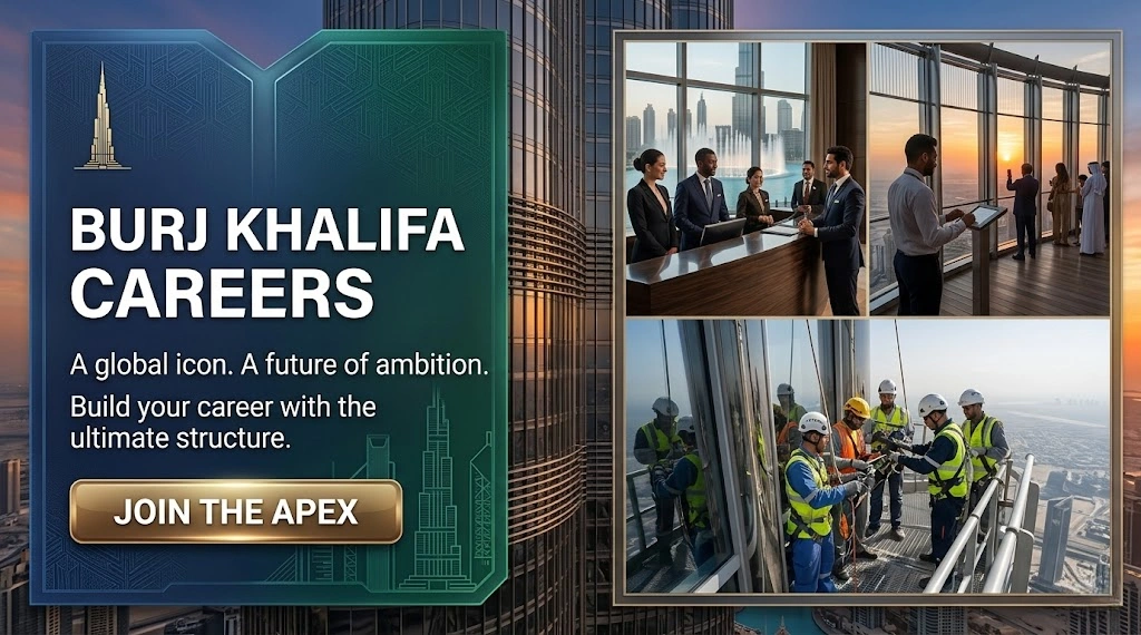Burj Khalifa Careers UAE 2026 | Emaar Jobs, At The Top Guest Service & Armani Hotel Vacancies Dubai