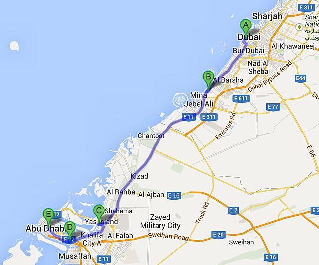 E100 Route from Al Wahda To Al Ghubaiba