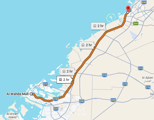 E101 Route from Al Wahda To Ibn Battuta