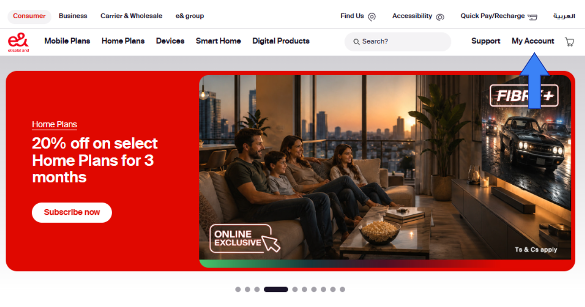 Etisalat balance checking via official website