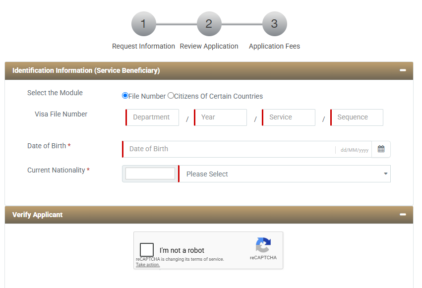 Official service card on the federal smart services portal showing the start service button for overstay fines