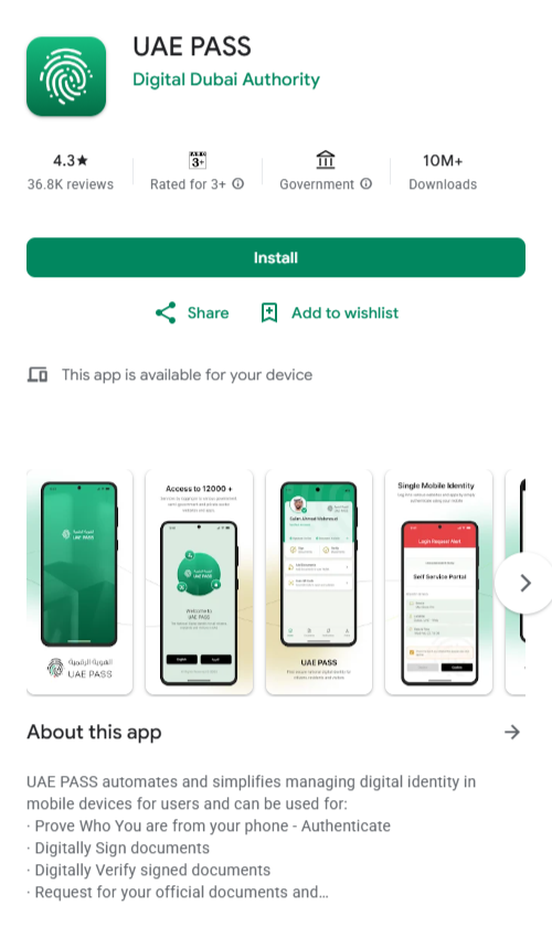 UAE Pass Registration via UAE Pass App